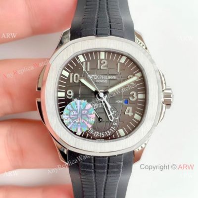 (GR) Swiss Replica Patek Philippe Aquanaut Travel Time Men Watch SS Gray Dial